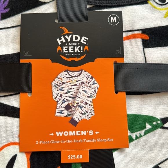 Halloween WOMENS 2 Piece Glow-in-the-Dark Pajama Set Medium - Picture 3 of 3